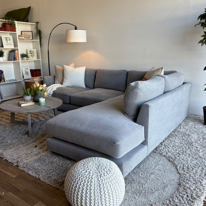 West Elm Haven 2pc Sectional Couch in Blue Gray