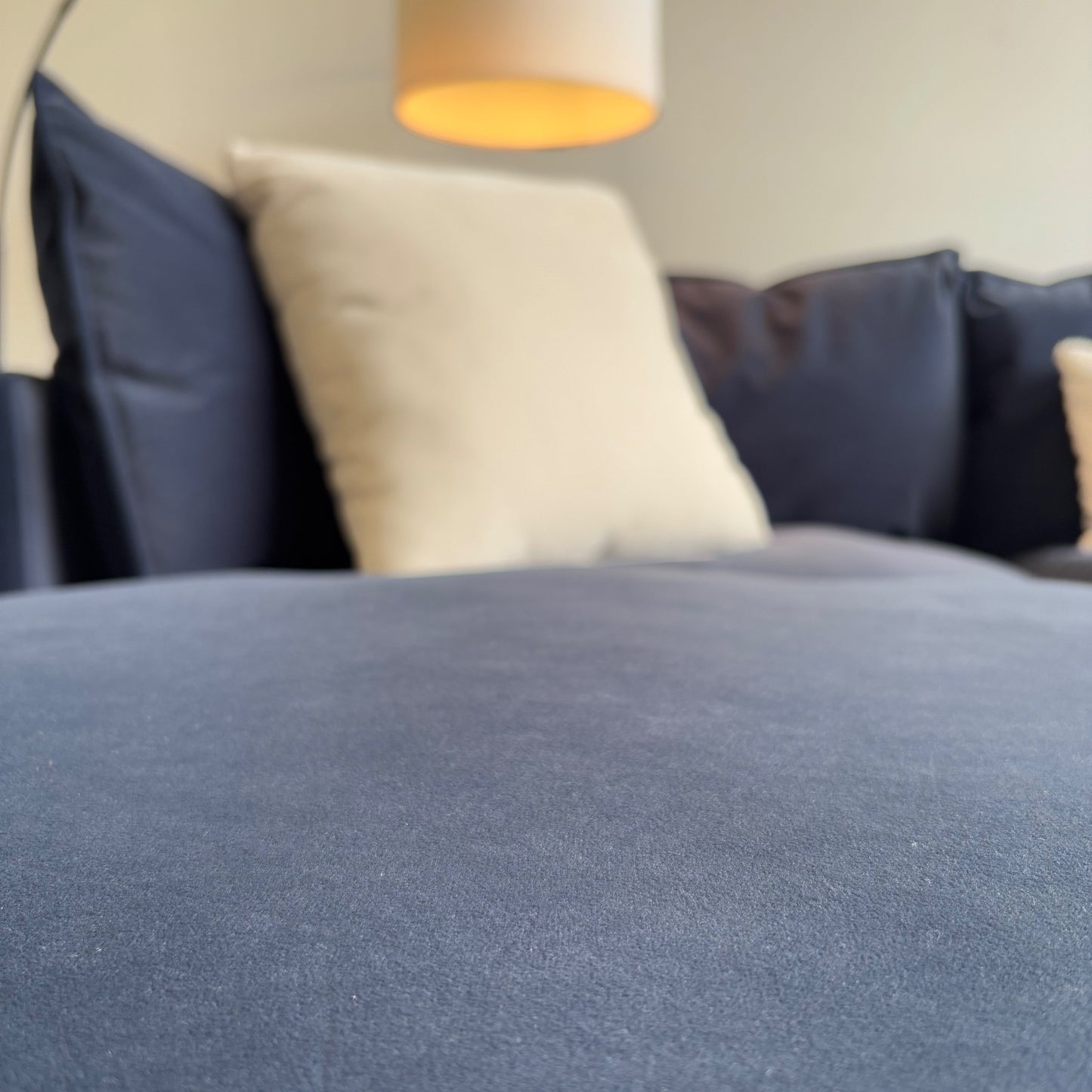 Albany Park Kova Modular 4 Pc Pillowtop Sectional in Navy Blue Performance Velvet w/ Ottoman