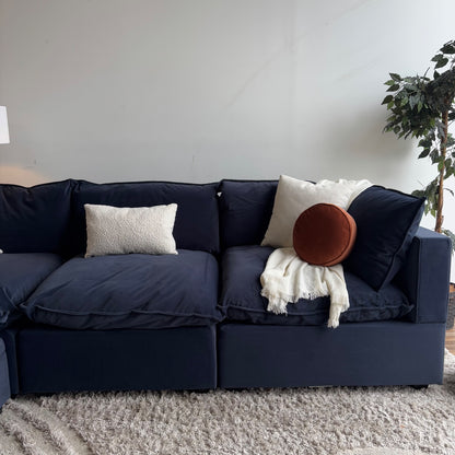 Albany Park Kova Modular 4 Pc in Navy Blue Performance Velvet w/ Storage Ottoman