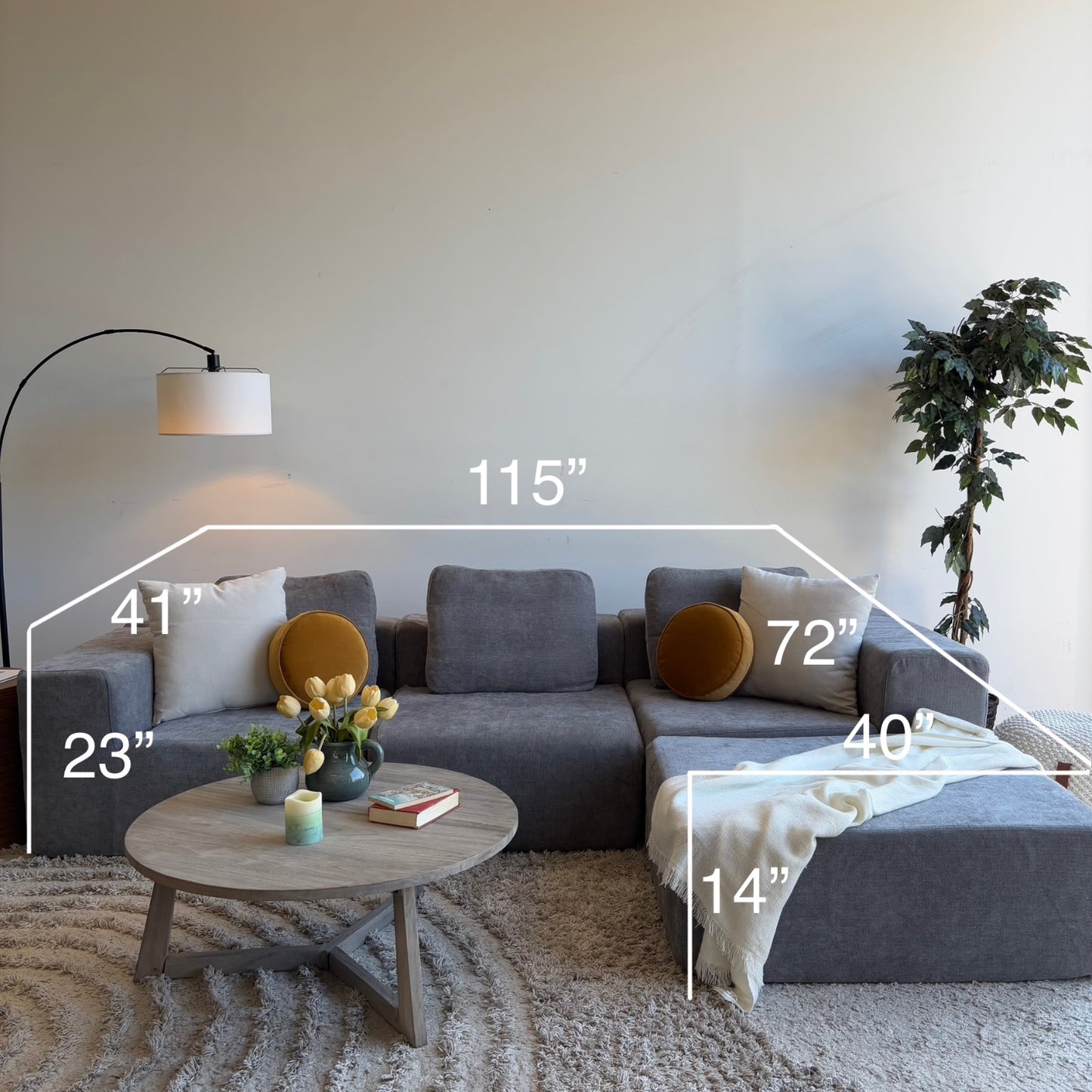 Puffer Couch 4pc in Gray
