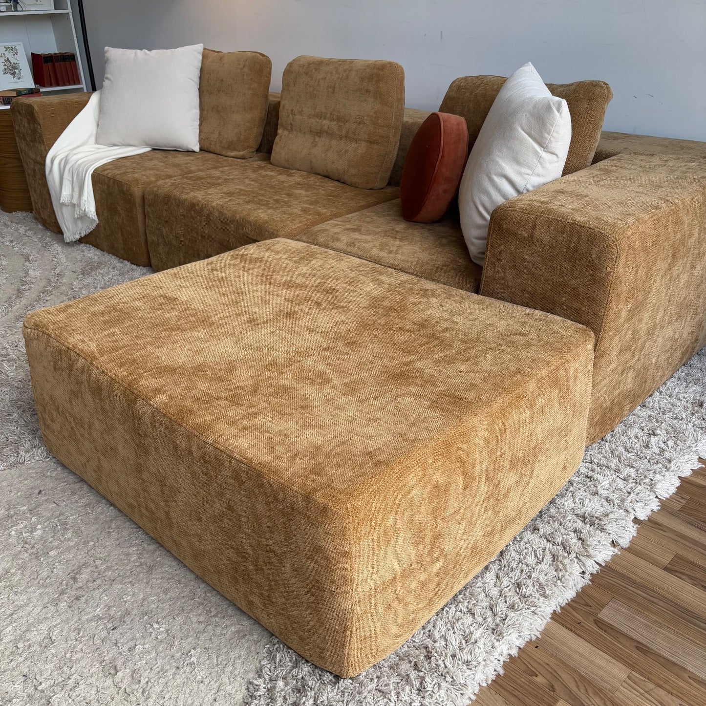 Puffer Couch Modular 4pc in Marigold