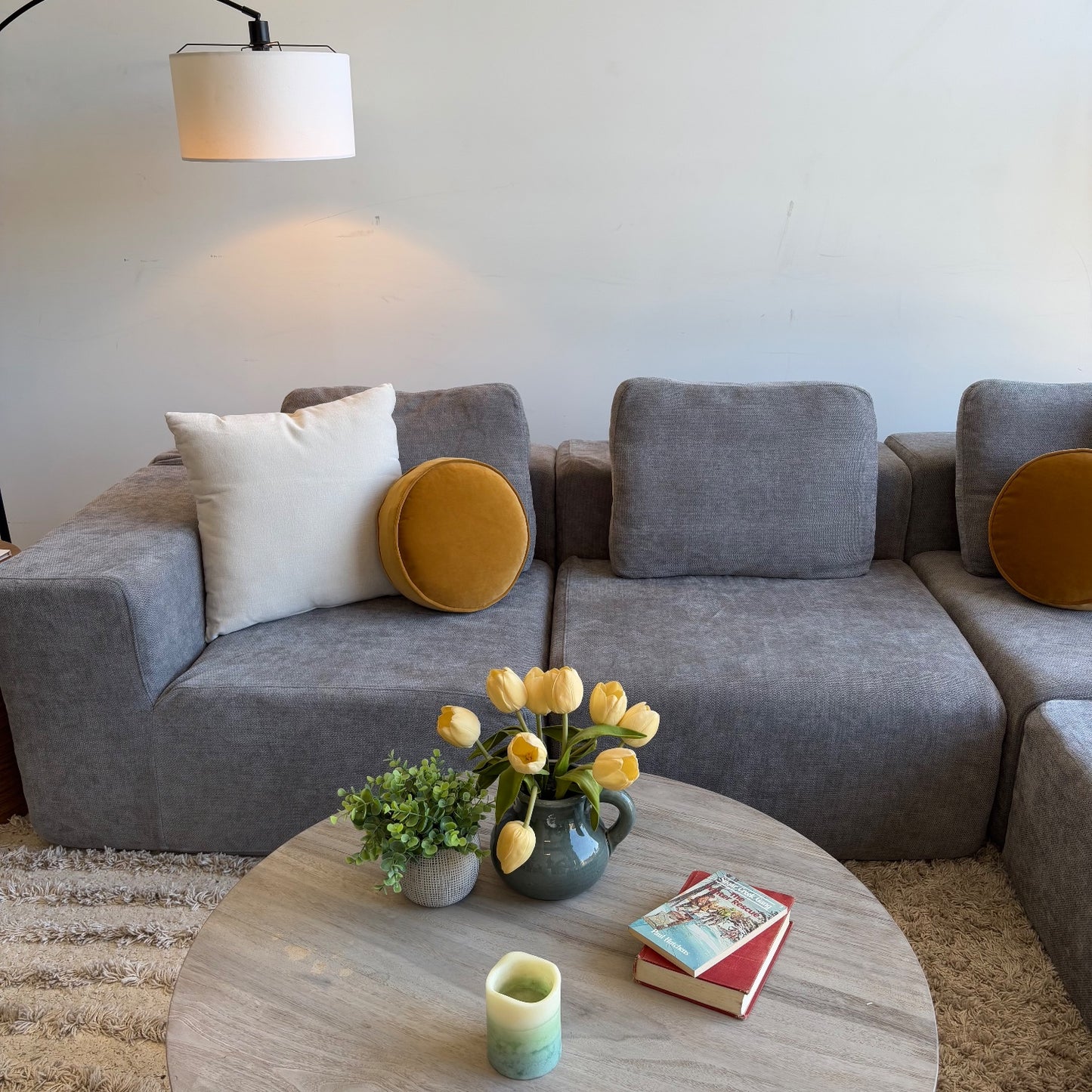 Puffer Couch 4pc in Gray