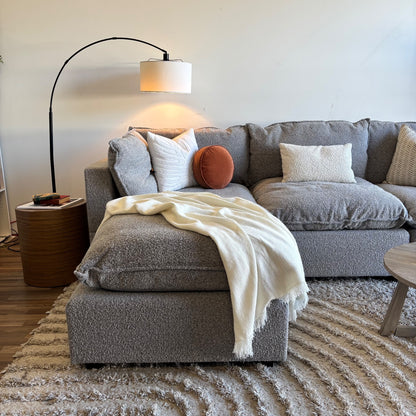 Albany Park Kova 4pc Modular Pillowtop Sectional Couch in Smoke Performance Boucle w/ Ottoman