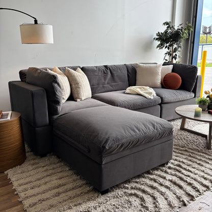 Albany Park Kova Modular 4 Pc sectional in Performance Velvet Onyx