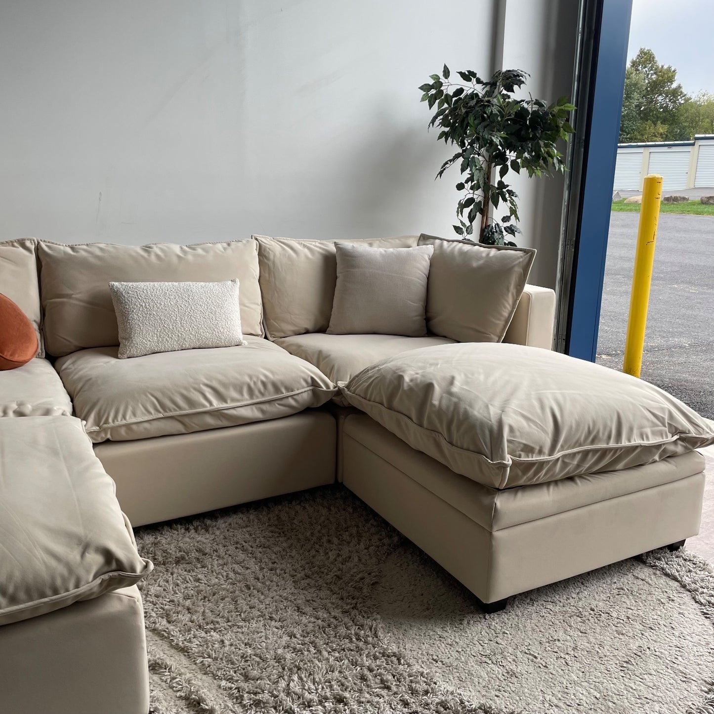 Albany Park Kova Modular 5 Pc Sectional Pillow top in Almond Performance Velvet 3cr 2al
