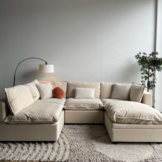 Albany Park Kova Modular 5 Pc Sectional Pillow top in Almond Performance Velvet 3cr 2al