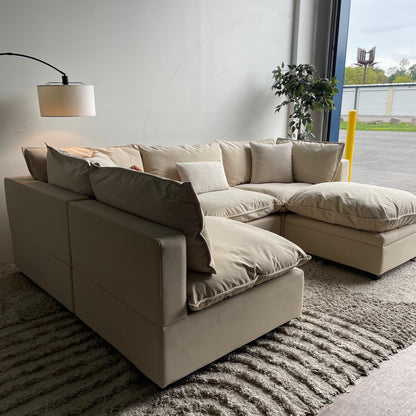 Albany Park Kova Modular 5 Pc Sectional Pillow top in Almond Performance Velvet 3cr 2al