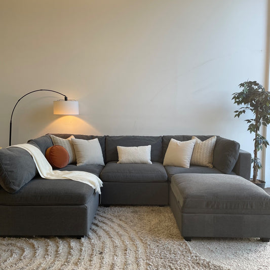 Albany Park Kova Modular 5 Pc Sectional in Licorice Performance Chenille