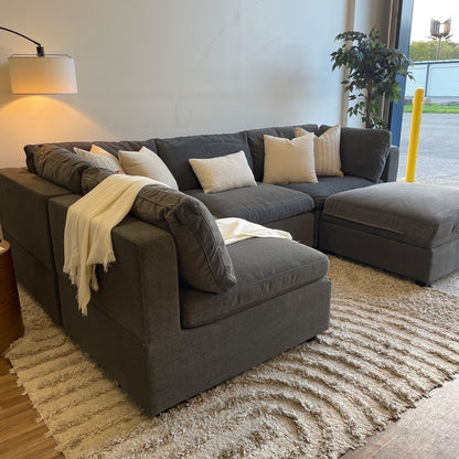 Albany Park Kova Modular 5 Pc Sectional in Licorice Performance Chenille