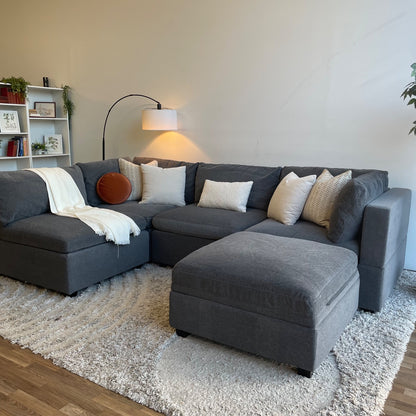 Albany Park Kova Modular 5 Pc Sectional in Licorice Performance Chenille