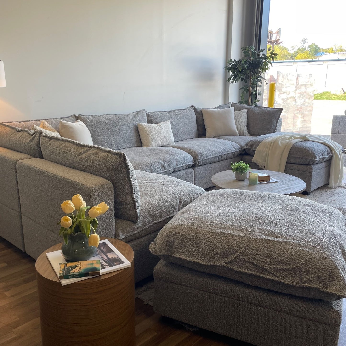 Albany Park Kova Modular 7 Pc Sectional in Smoke Performance Bouclé