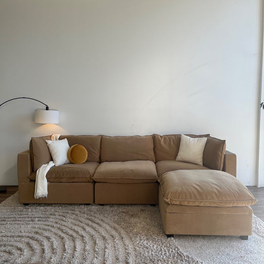 Albany Park Kova Modular 4 Pc Sectional in Camel Performance Velvet