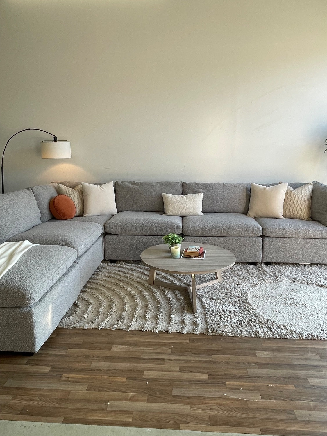 Albany Park Kova Modular 6 Pc Sectional in Smoke Performance Bouclé
