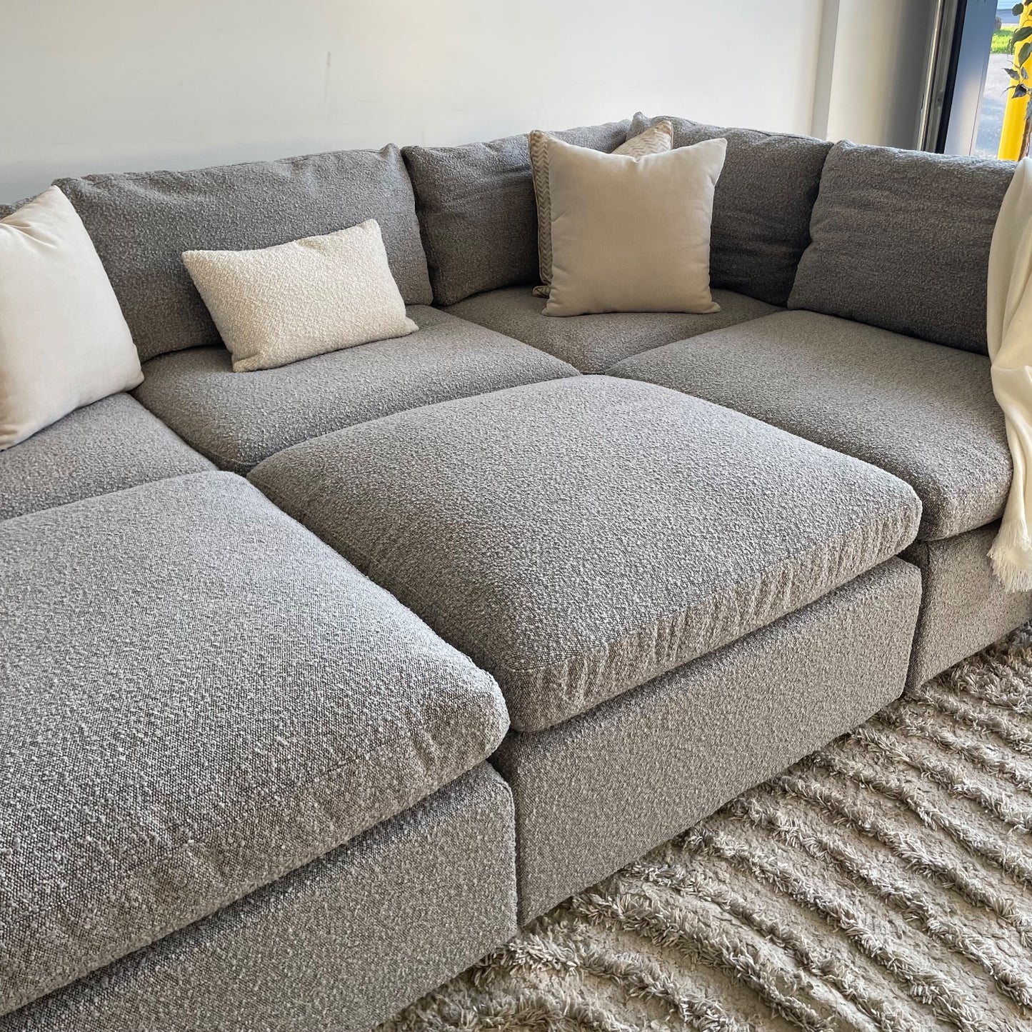 Albany Park Kova Modular 6 Pc Sectional in Smoke Performance Bouclé