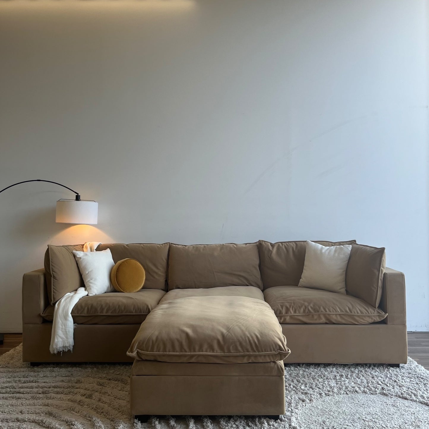 Albany Park Kova Modular 4 Pc Sectional in Camel Performance Velvet