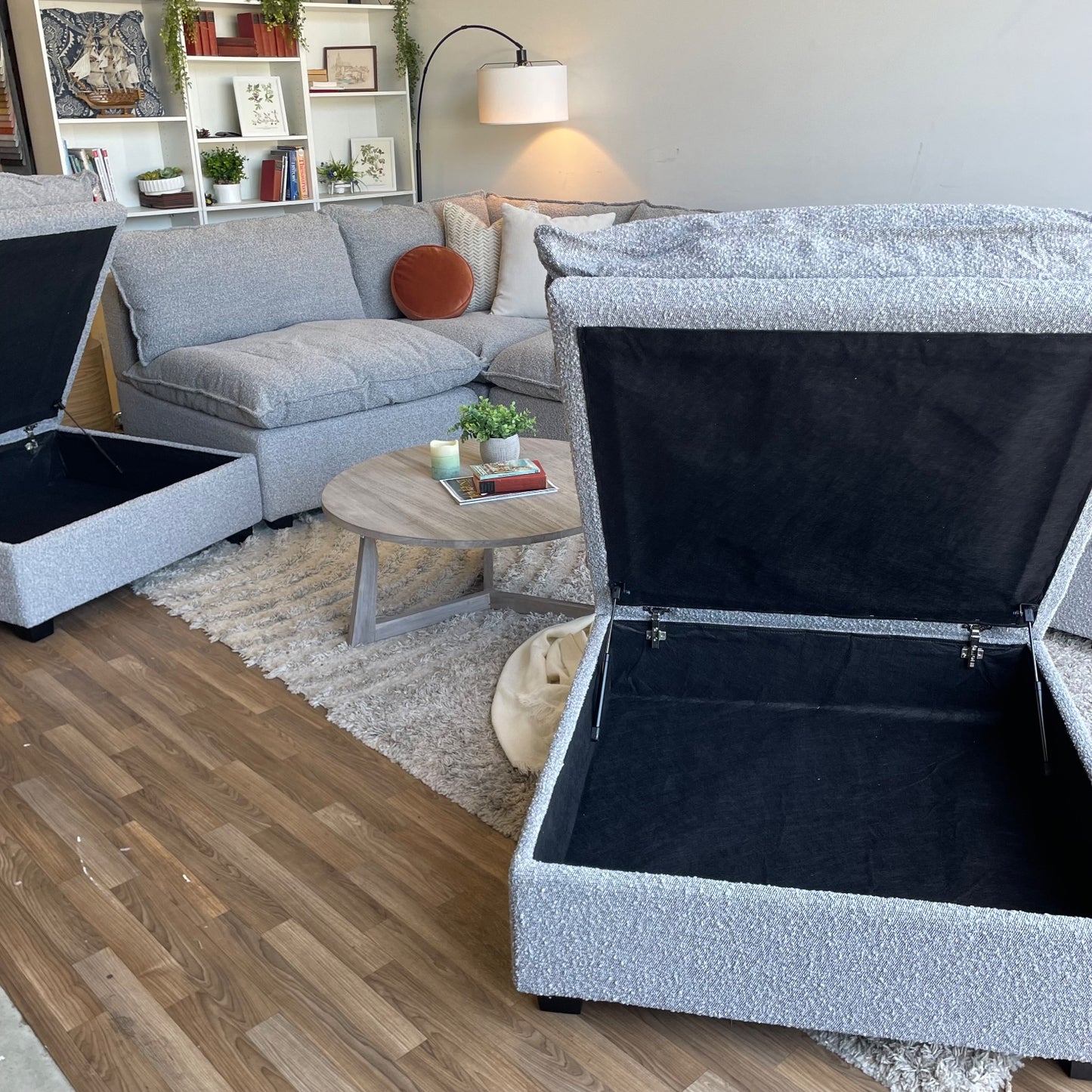 Albany Park Kova Modular 7 Pc Sectional in Smoke Performance Bouclé