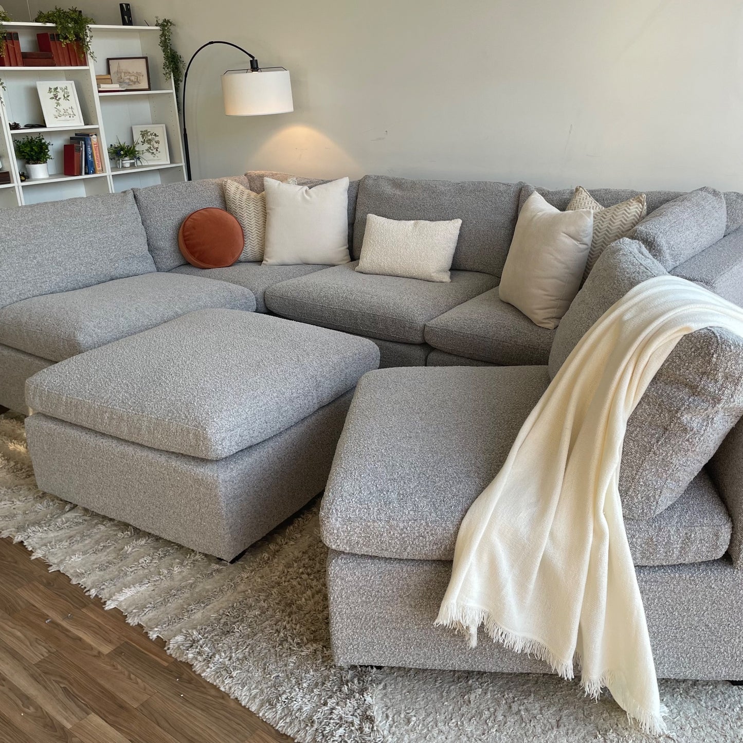 Albany Park Kova Modular 6 Pc Sectional in Smoke Performance Bouclé