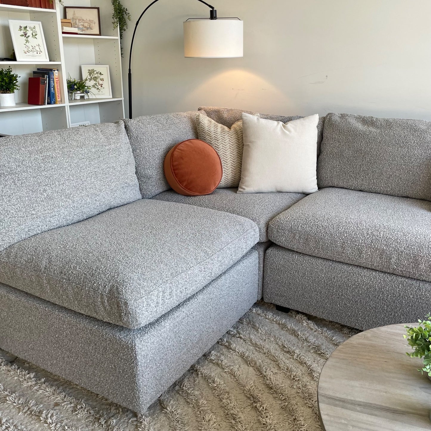 Albany Park Kova Modular 6 Pc Sectional in Smoke Performance Bouclé