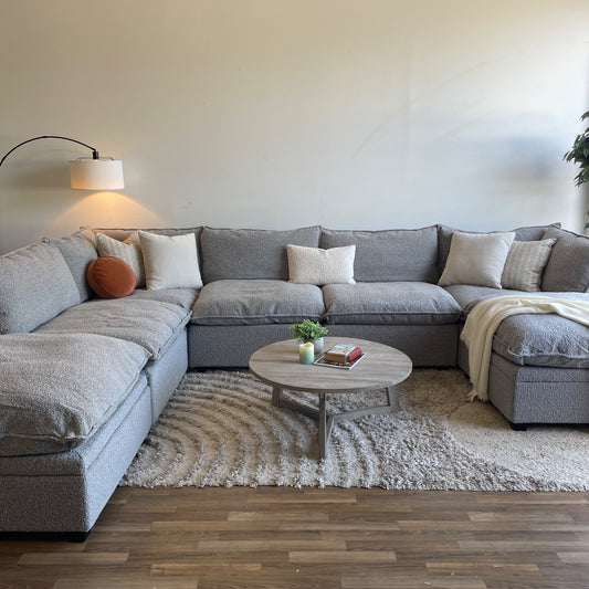 Albany Park Kova Modular 7 Pc Sectional in Smoke Performance Bouclé