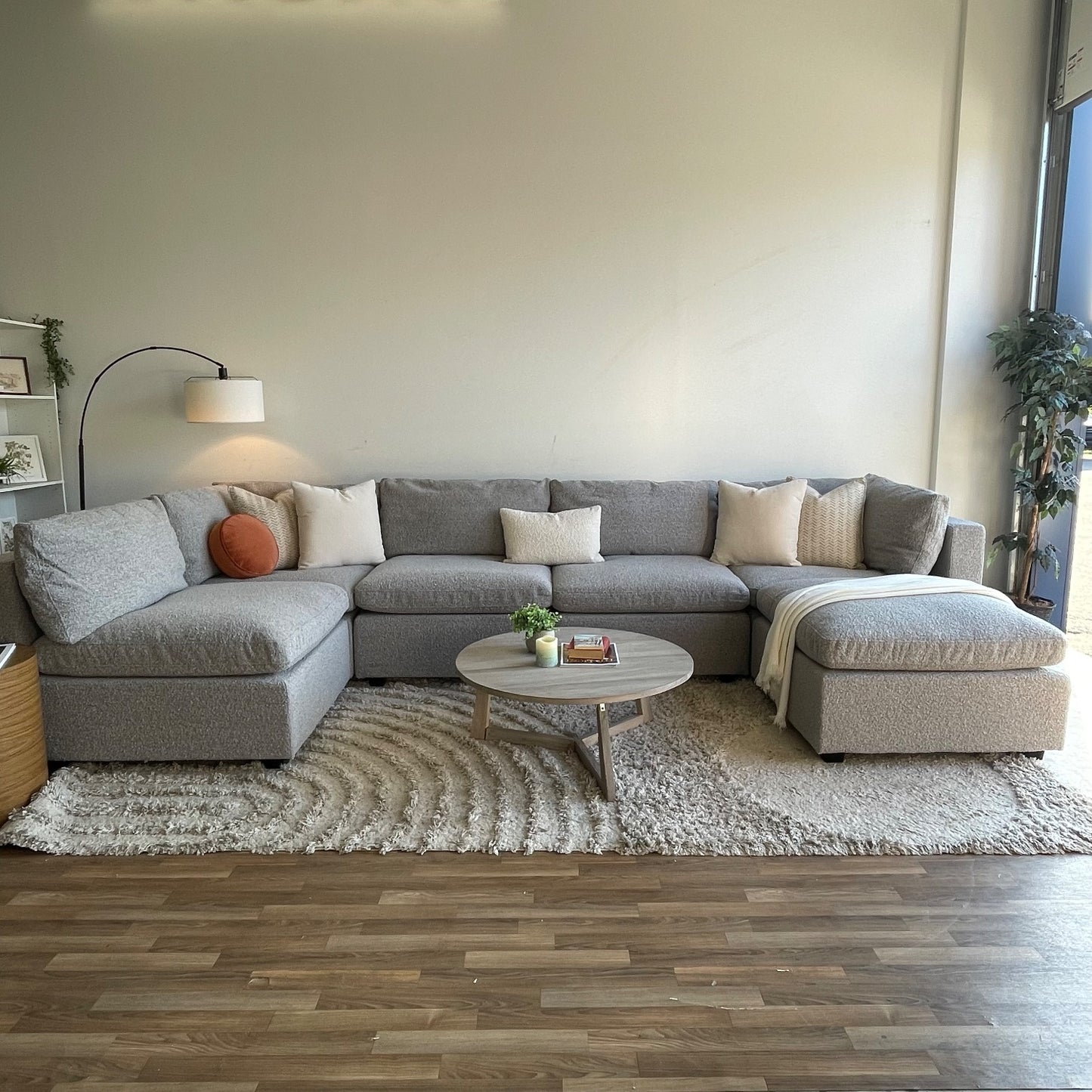 Albany Park Kova Modular 6 Pc Sectional in Smoke Performance Bouclé