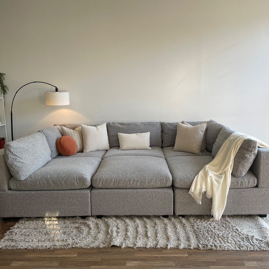 Albany Park Kova Modular 6 Pc Sectional in Smoke Performance Bouclé