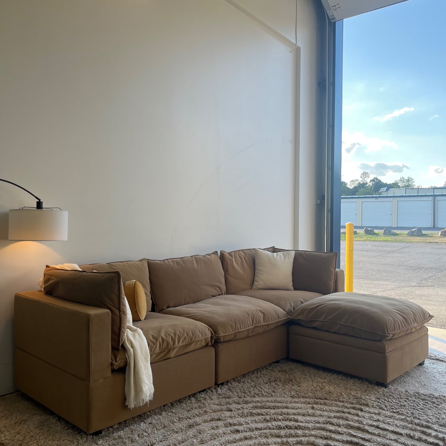 Albany Park Kova Modular 4 Pc Sectional in Camel Performance Velvet