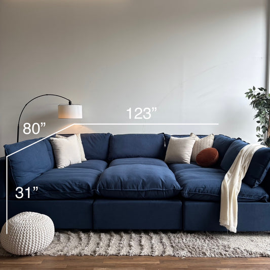 Albany Park Kova Modular 6Pc Pit Sectional in Denim Performance Brush Canvas