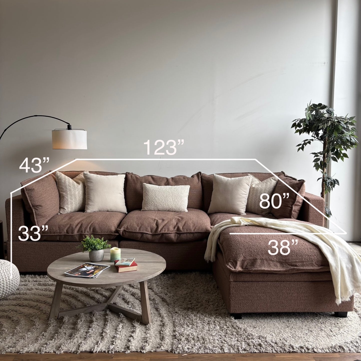 Albany Park Kova Modular 4 Pc Sectional in Mocha Boucle