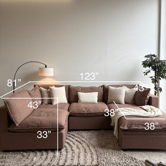Albany Park Kova Modular 5 Pc Sectional in Mocha Performance Boucle