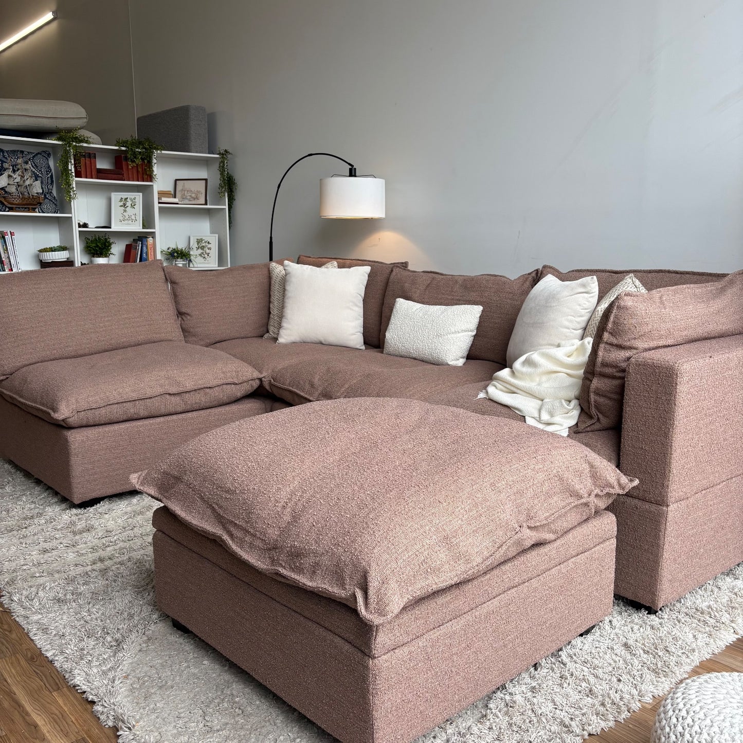 Albany Park Kova Modular 5 Pc Sectional in Mocha Performance Boucle