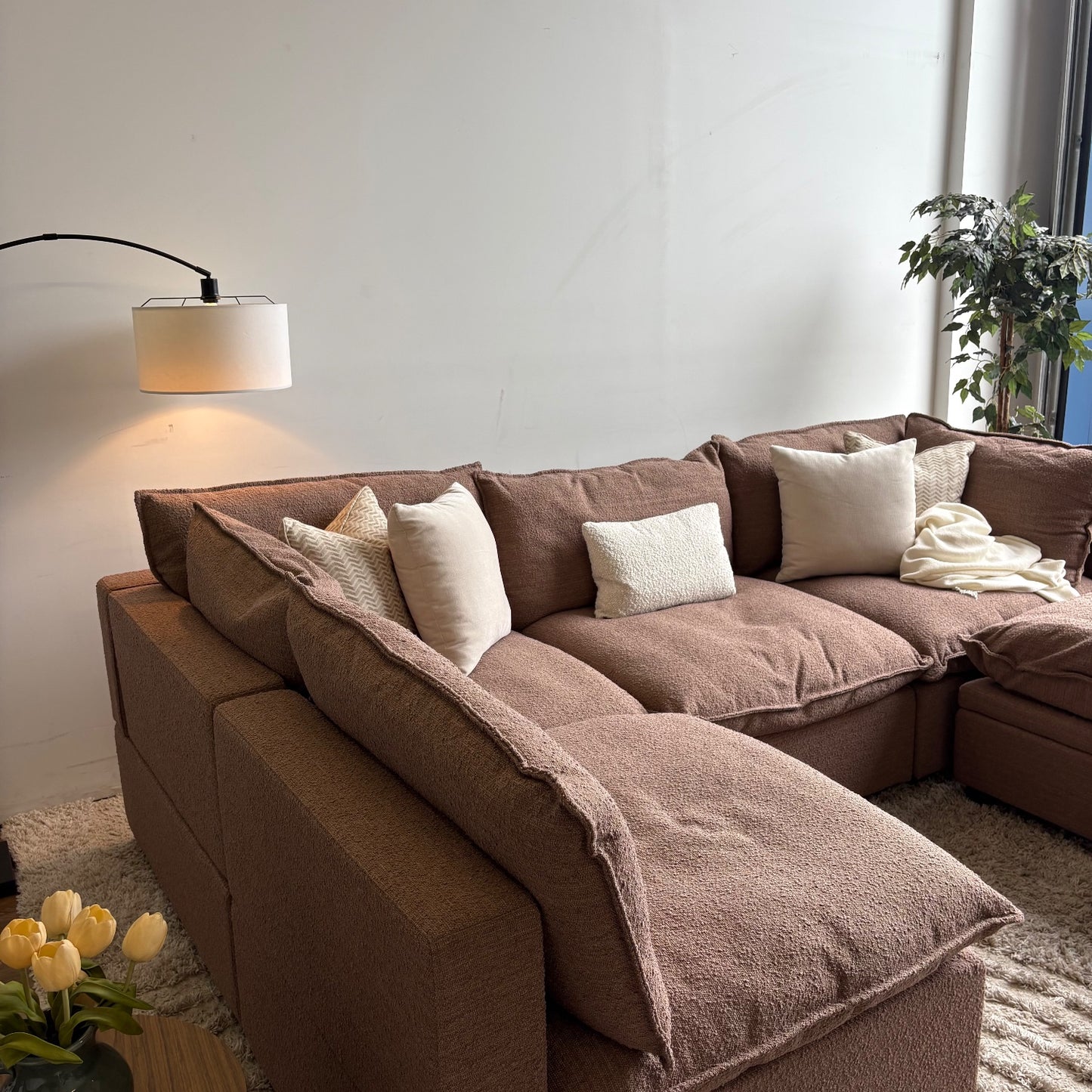 Albany Park Kova Modular 5 Pc Sectional in Mocha Performance Boucle