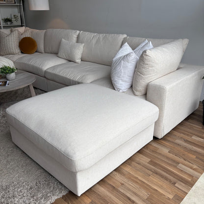 Serene Double Chaise/Ottoman Sectional in Beige Linen