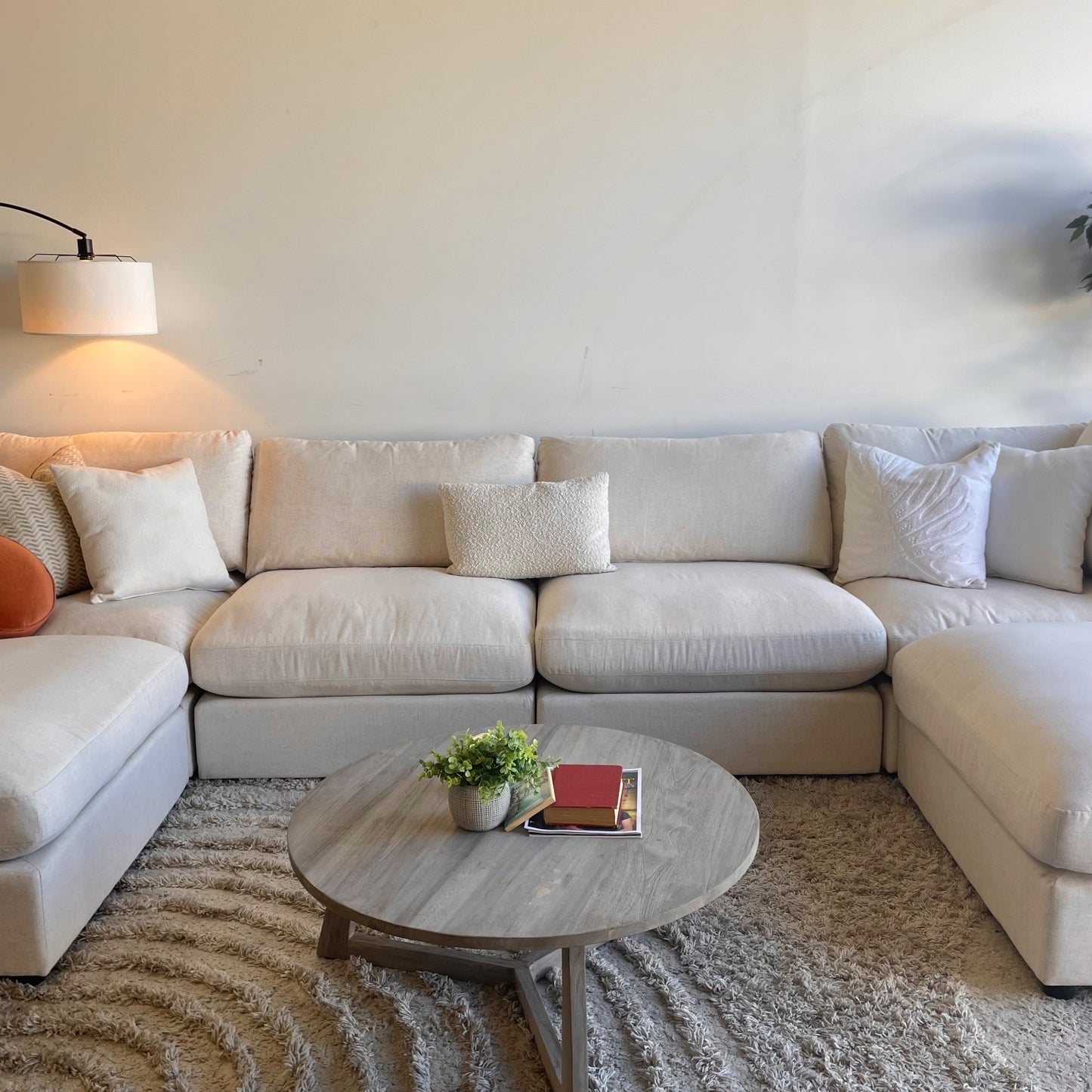 Serene U-Shaped Sectional in Linen Beige