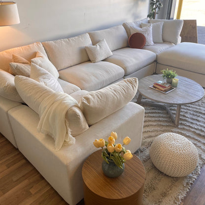 Serene Enclosed U-Shape Sectional in Linen Beige