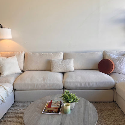 Serene Enclosed U-Shape Sectional in Linen Beige
