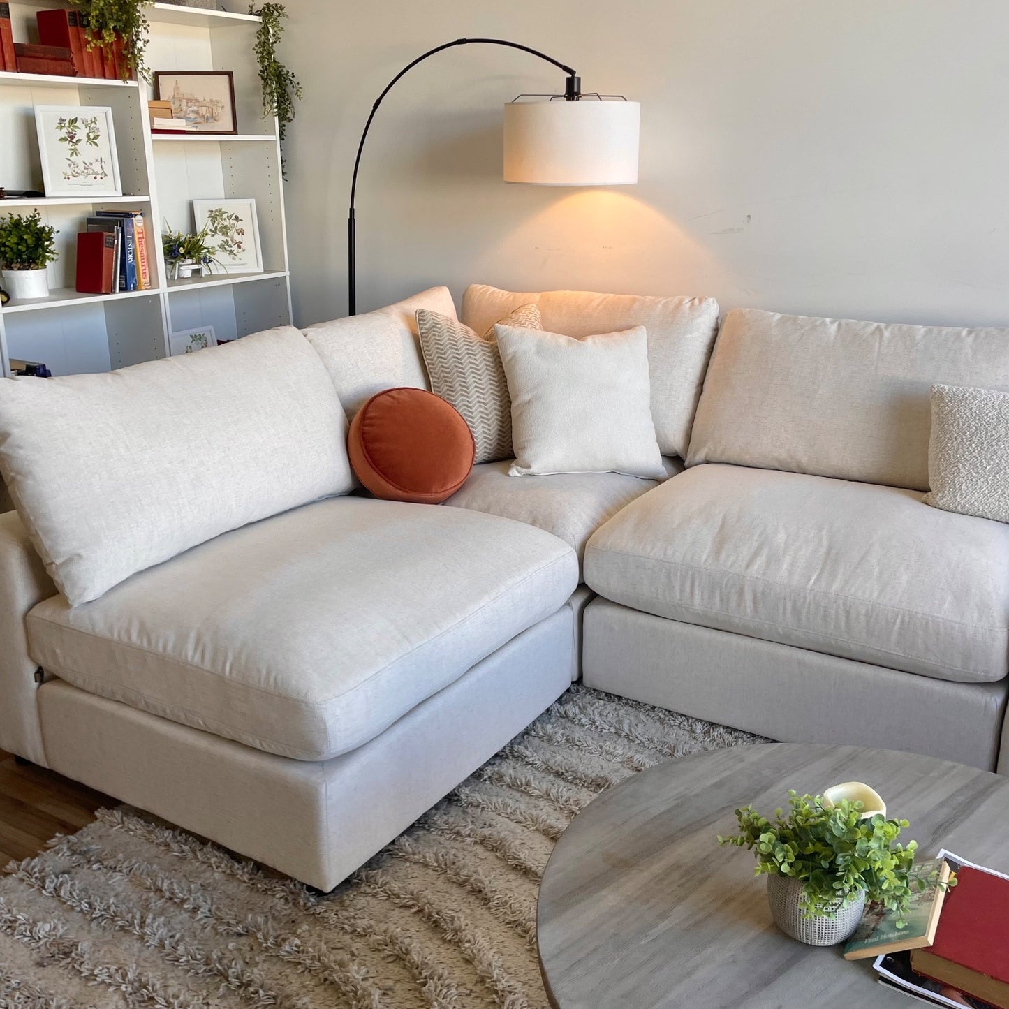 Serene U-Shaped Sectional in Linen Beige