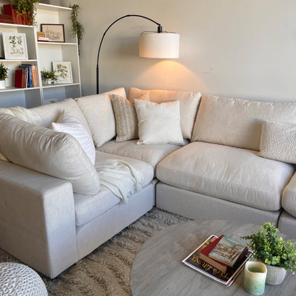 Serene Enclosed U-Shape Sectional in Linen Beige