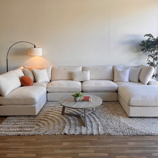 Serene U-Shaped Sectional in Linen Beige