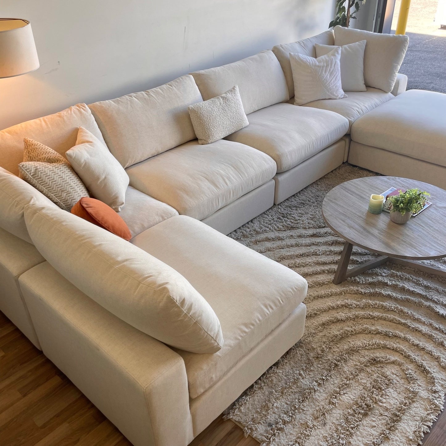 Serene U-Shaped Sectional in Linen Beige
