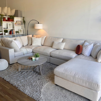 Serene Enclosed U-Shape Sectional in Linen Beige