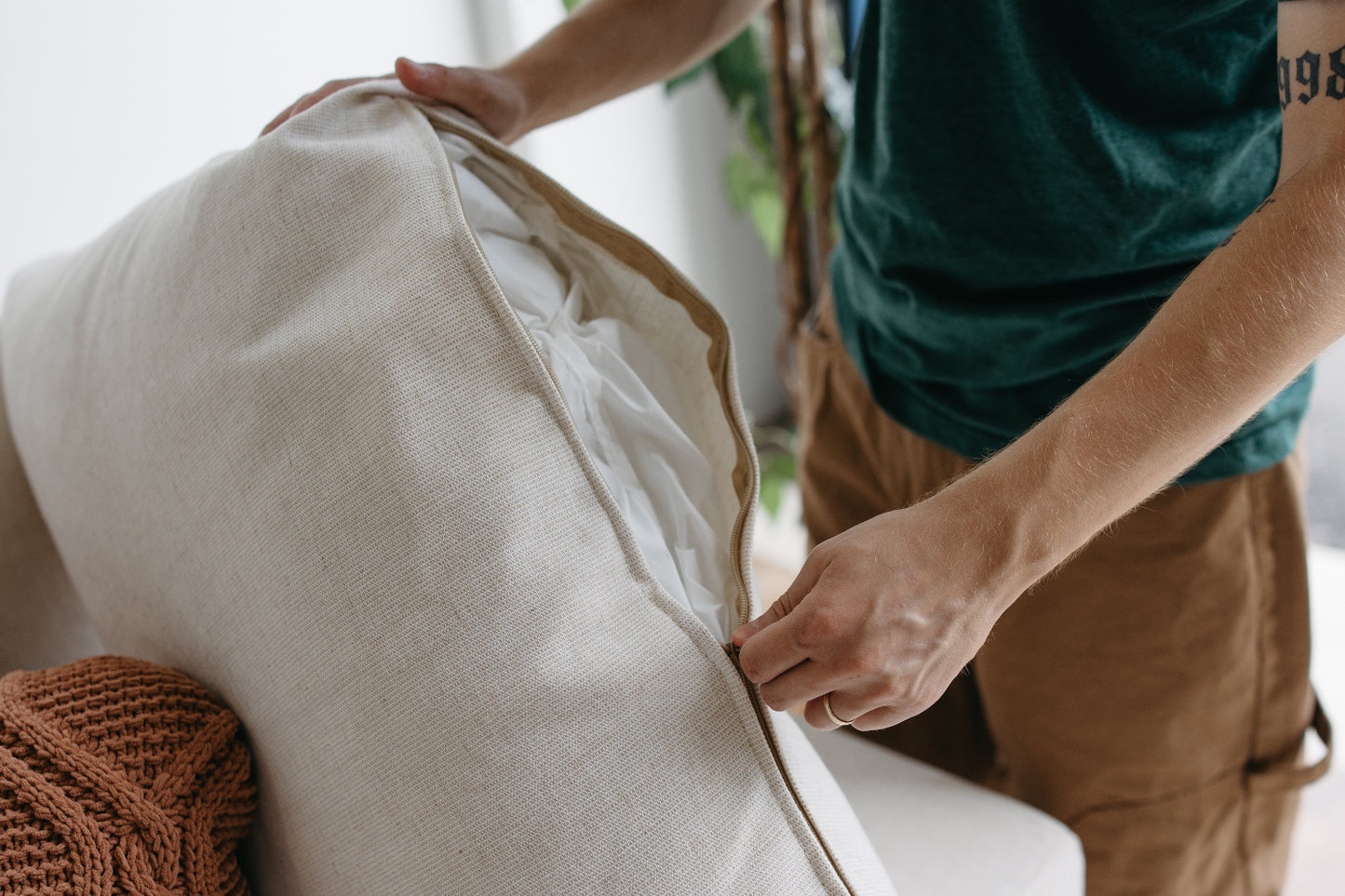 Serene Ottoman Piece in Linen Beige