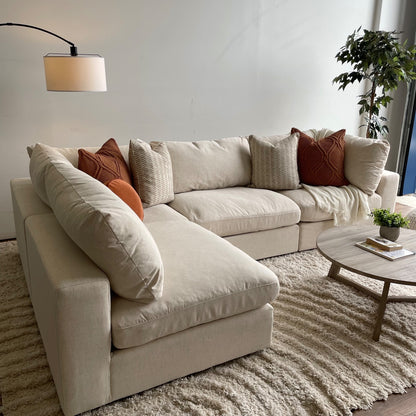 Serene L-Shape Sectional in Linen Beige