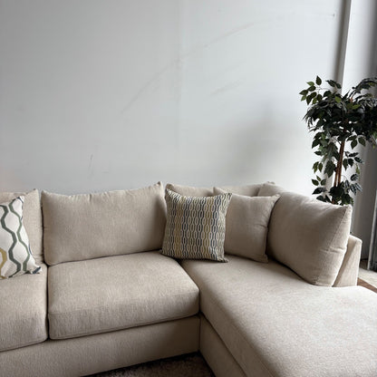 Marin 2 Piece L-Shape Sectional in Cream Chenille