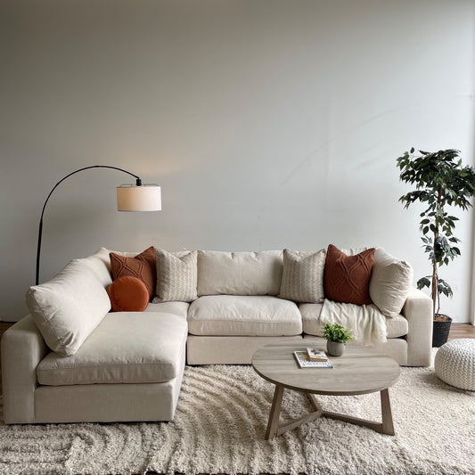 Serene L-Shape Sectional in Linen Beige
