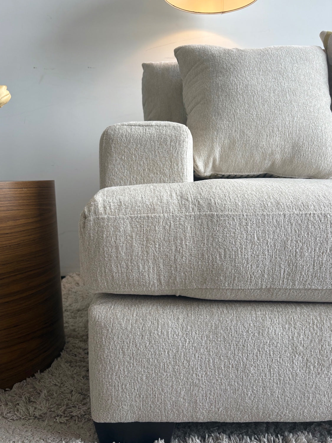 Marin 2 Piece L-Shape Sectional in Cream Chenille