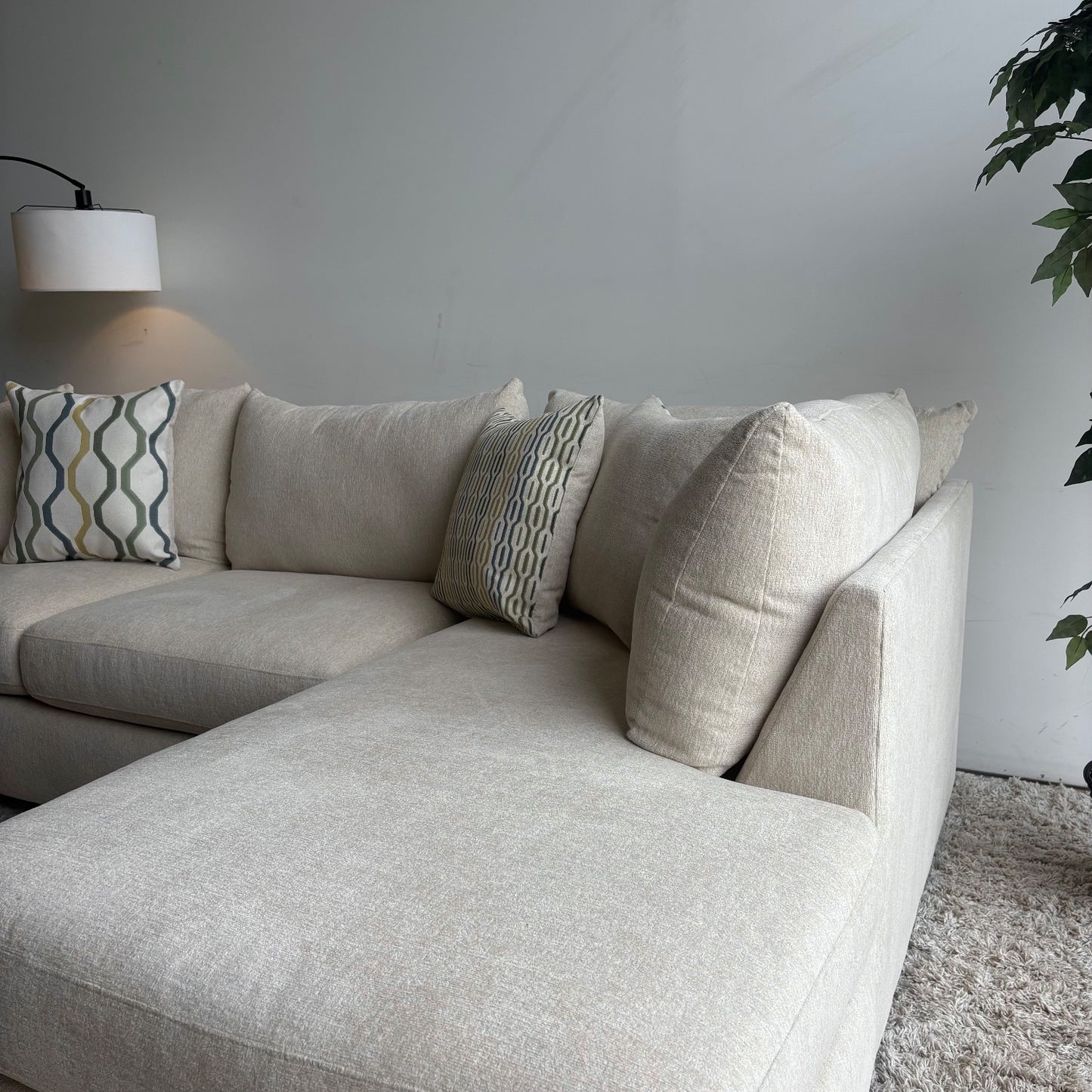 Marin 2 Piece L-Shape Sectional in Cream Chenille