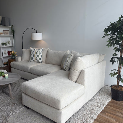 Marin 2 Piece L-Shape Sectional in Cream Chenille