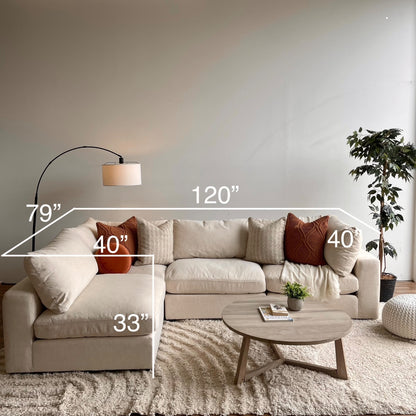 Serene L-Shape Sectional in Linen Beige