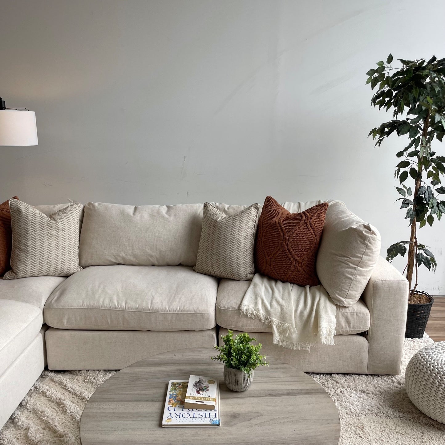 Serene L-Shape Sectional in Linen Beige