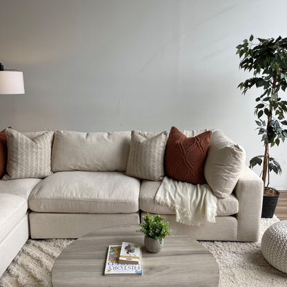 Serene L-Shape Sectional in Linen Beige